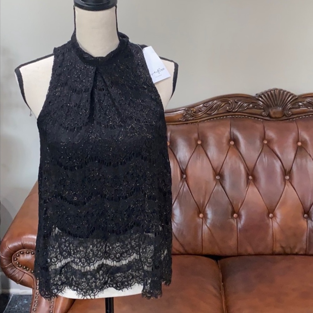 Love first woman junior size m metallic lace top - Picture 2 of 4